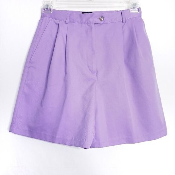 Izod Purple X-Tra Dry Pleated High Waisted Casual Shorts Women's Size 8 - Picture 1 of 9